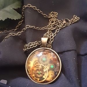 Cabachon Glass Necklace 18" Steampunk✌😎⏱